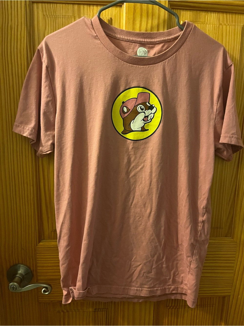 Muted Pink Short Sleeve Tee with Yellow Graphic